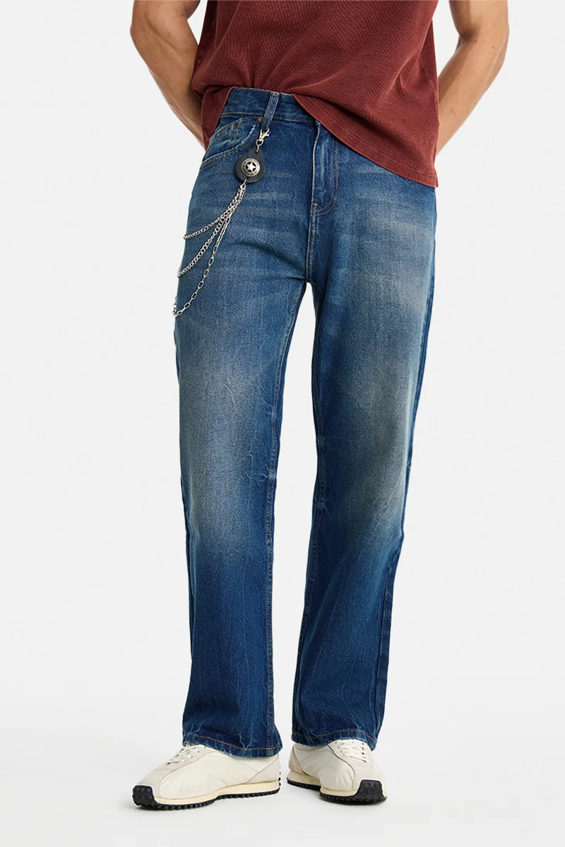 SNITCH Indigo Solid Straight Fit Casual Jeans