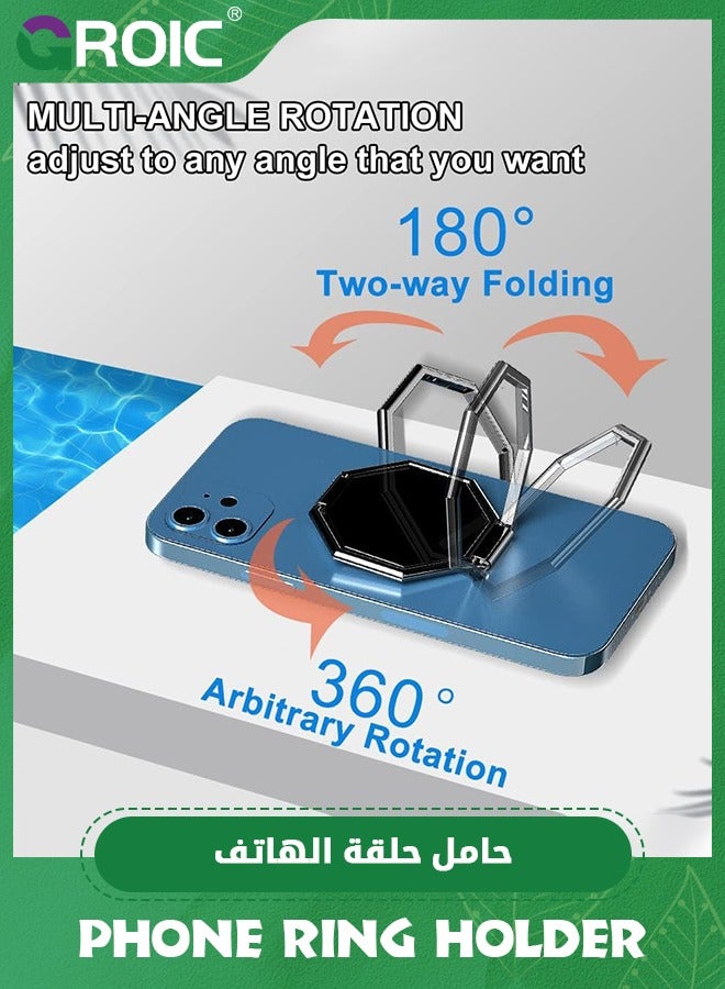 GROIC Dark Grey Cell Phone Ring Holder Finger Kickstand, 360° Rotation Cellphone Back Grip, Foldable Metal Ultra-Thin Phone Stand for iPhone iPad Smartphones  - Image 2