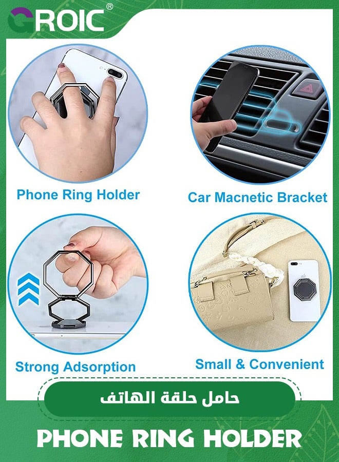 GROIC Dark Grey Cell Phone Ring Holder Finger Kickstand, 360° Rotation Cellphone Back Grip, Foldable Metal Ultra-Thin Phone Stand for iPhone iPad Smartphones  - Image 4