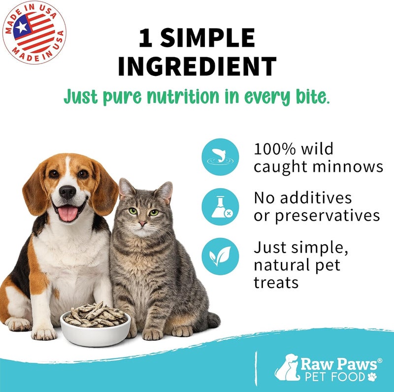 Raw Paws Freeze Dried Minnows for Cats & Dogs - 2-oz Fish Treats for Pets - Image 2
