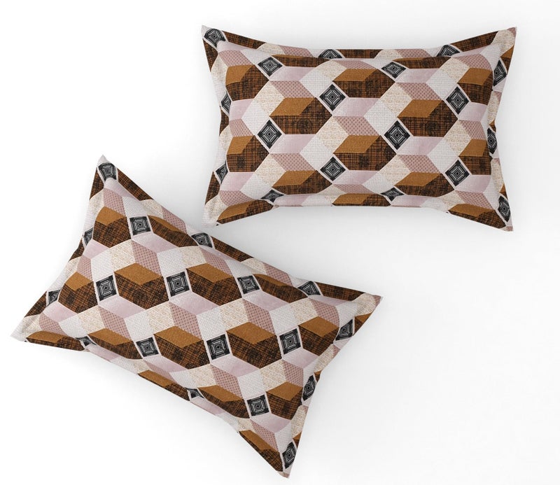 Furnofy Premium Wave Pattern Printed Double Bedsheet Set – Brown & Black (90x100 Inches) with 2 Pillow Covers – Flat - Image 5