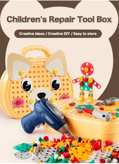 LOOPITYS Dog shaped toolbox toys -203 pieces creative drilling set creative drilling toys with screwdriver tools, electric drill toys, and rainbow fasteners - advanced STEM building set  - Image 4