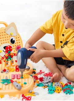 LOOPITYS Dog shaped toolbox toys -203 pieces creative drilling set creative drilling toys with screwdriver tools, electric drill toys, and rainbow fasteners - advanced STEM building set  - Image 2