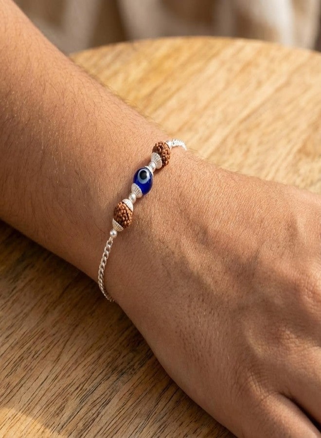 DARSHRAJ Silver Bracelet | Perfect for Boys | Girls | Woman | Men | Chain Bracelet Evil Eye Bracelet - Image 4