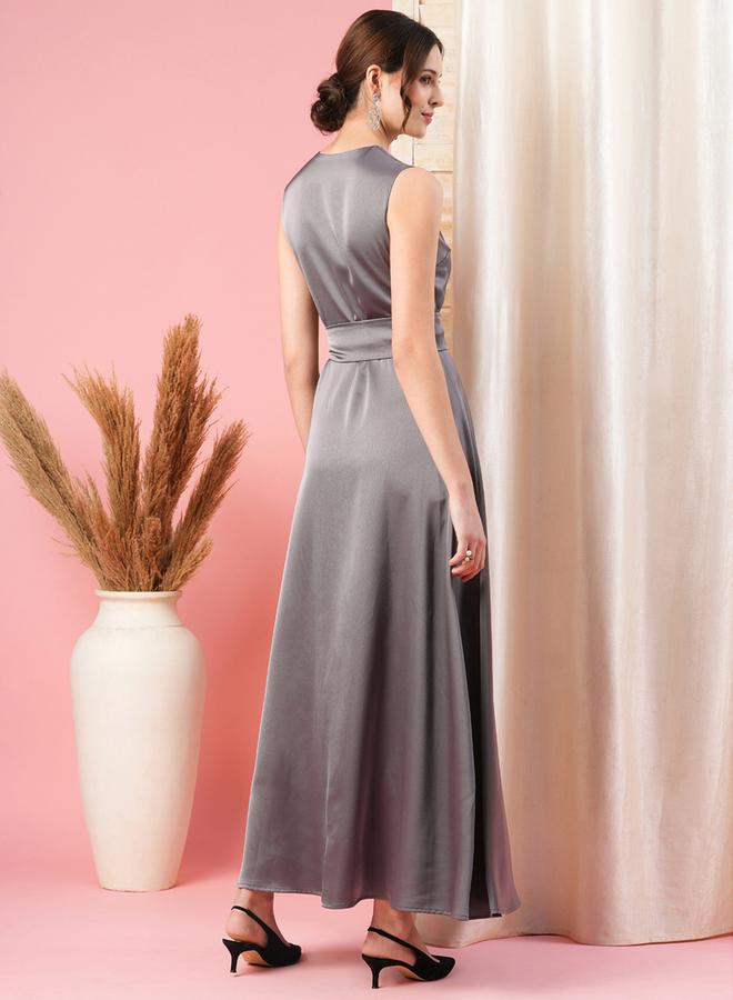 ميش فستان ساتان بلا أكمام - Image 5