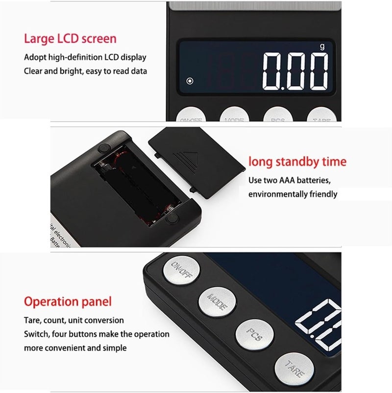 Digital Pocket Mini Scale Precision LCD Jewelry Gold Diamond Accessories Gram Balance Weight Scales for Kitchen(One Color 500g) - Image 3