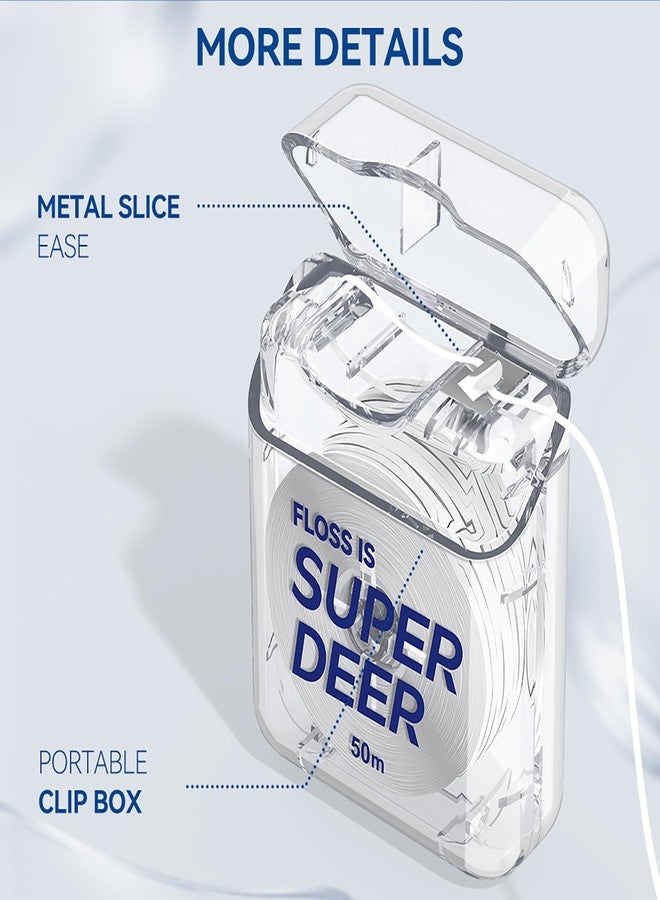 Fawnmum Super Deer Flat Dental Floss, Mint Flavored PTFE Tape - Shred Resistant, Expands & Stretches for Deep Clean, Gentle on Gums, Plaque Remover, Slides Smoothly, 55 yd (6) - Image 2