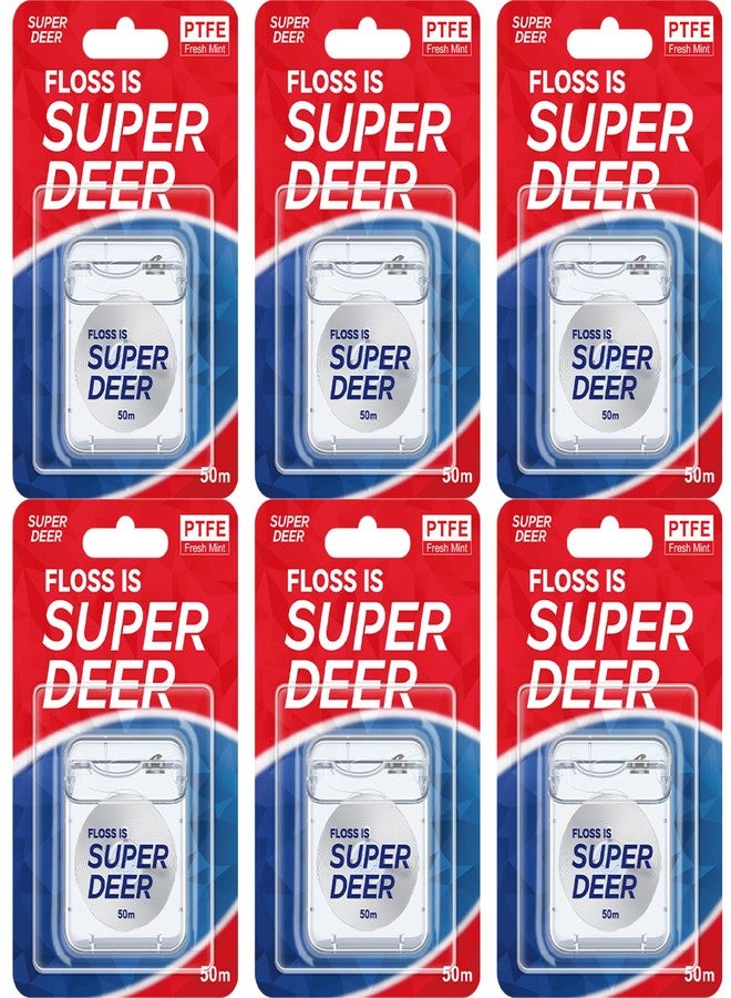 Fawnmum Super Deer Flat Dental Floss, Mint Flavored PTFE Tape - Shred Resistant, Expands & Stretches for Deep Clean, Gentle on Gums, Plaque Remover, Slides Smoothly, 55 yd (6) - Image 1