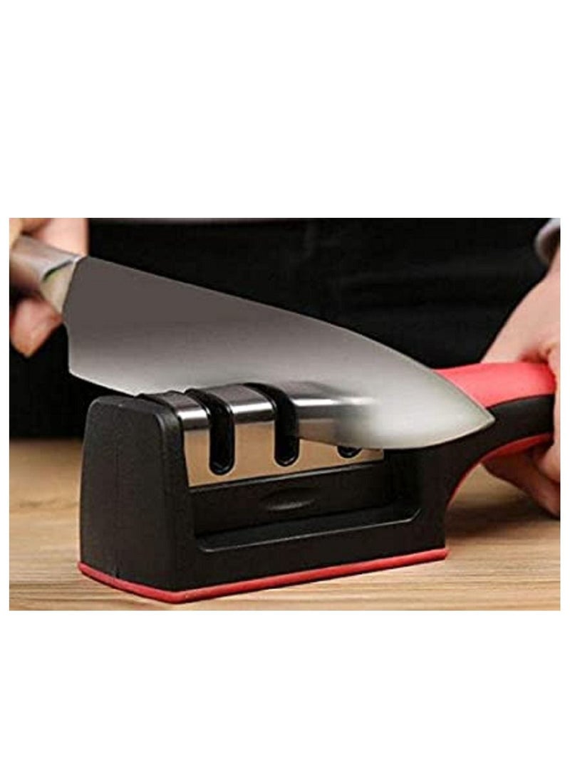 Red-Black Diamond Ceramic Coating 3-Stage Steel Chef Knife Sharpener - Image 3