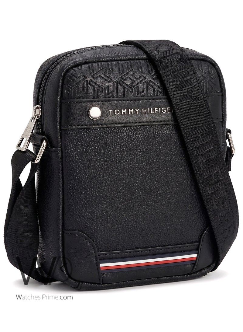Tommy Icons شنطة كروس رجالي تومي هيلفيغر - أسود بملمس حبيبي فاخر - Image 2
