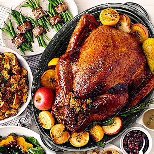 Kendane 13” Enameled Oval Roasting Pan with Domed Lid - For 7lb Turkey, Chicken, Lamb, Vegetables - Image 4