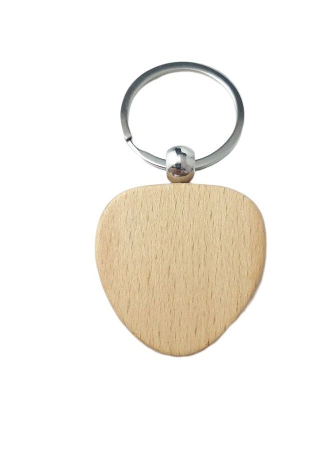 Wood Keyring With Heart Pendant - Image 1