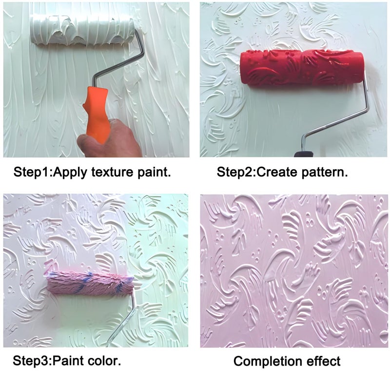 BANCOO 7"DIY Patterned Paint Roller | Decorative Art Texture Roller | Embossing Texture Rubber Roller Painting Supplies | Pattern Art Texture Tools for Household Wall Paintingï¼ˆBK131R) - Image 3