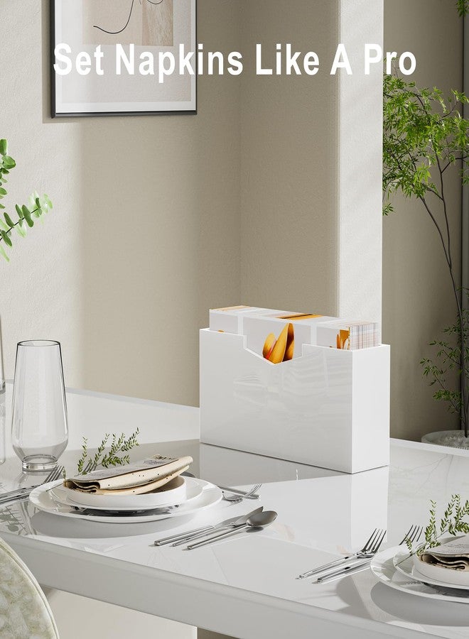 HELPLEX White Acrylic Guest Towel & Napkin Holder - Waterproof Splash-Proof Vertical Design for Bathroom, Kitchen, Dining Table - Home Hotel Office Organizer (2-Pack)​ - Image 2