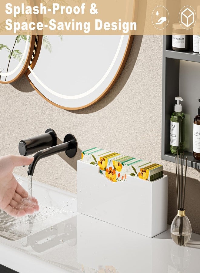 HELPLEX White Acrylic Guest Towel & Napkin Holder - Waterproof Splash-Proof Vertical Design for Bathroom, Kitchen, Dining Table - Home Hotel Office Organizer (2-Pack)​ - Image 3
