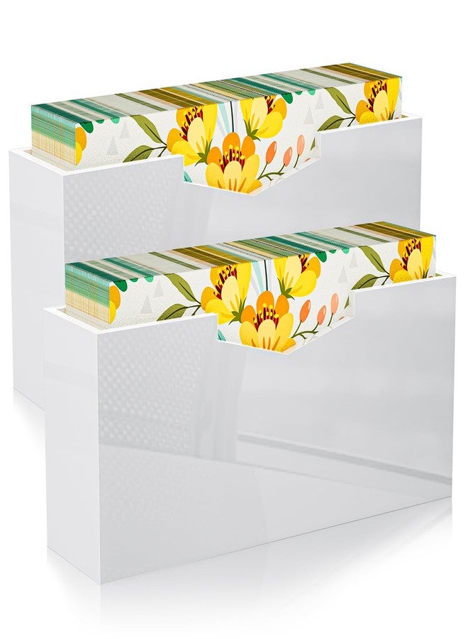 HELPLEX White Acrylic Guest Towel & Napkin Holder - Waterproof Splash-Proof Vertical Design for Bathroom, Kitchen, Dining Table - Home Hotel Office Organizer (2-Pack)​ - Image 1