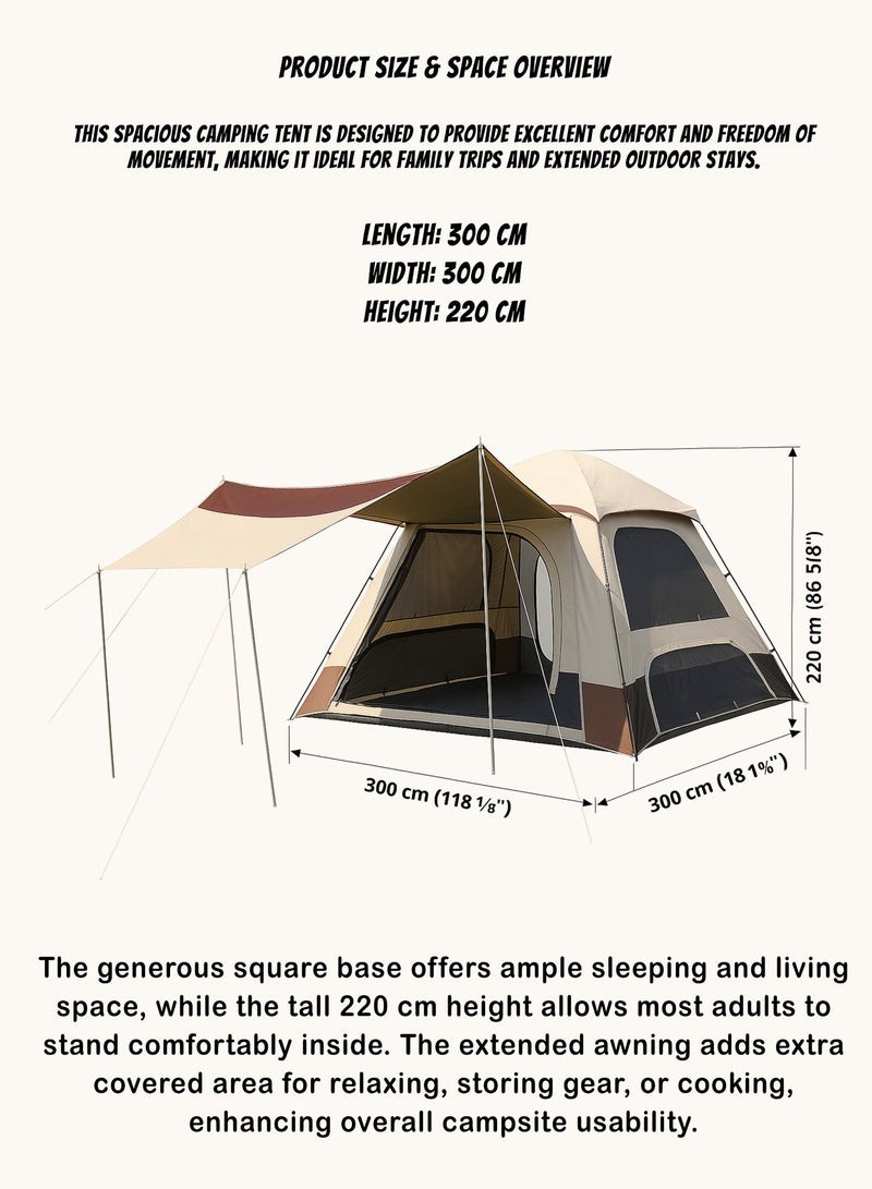 دي بلو خيمة تخييم عائلية أوتوماتيكية مع مظلة 300×300×220 سم سهلة التركيب - Image 4