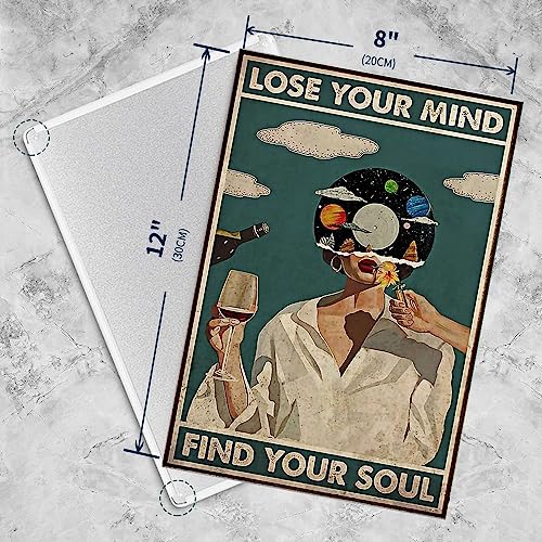 Flyhaw Vintage Lose Your Mind Find Your Soul Poster Mental Health Inspirational Quote Canvas Wall Art Aesthetic Posters Music Girl Print Painting Abstract Wall Decor for Bed Room Bathroom 8x12inch - Image 3