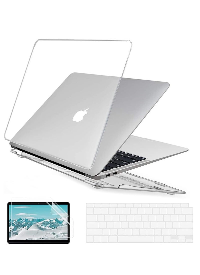 Generic 3 in 1 Hard Case Compatible with MacBook Air 13.6 inch 2025 A3240 M4 /2024 A3113 M3/2022 A2681 M2 with Liquid Retina Display Touch ID, Plastic Hard Shell Case + Keyboard Cover + Screen Protector, Frosted Clear  - Image 1