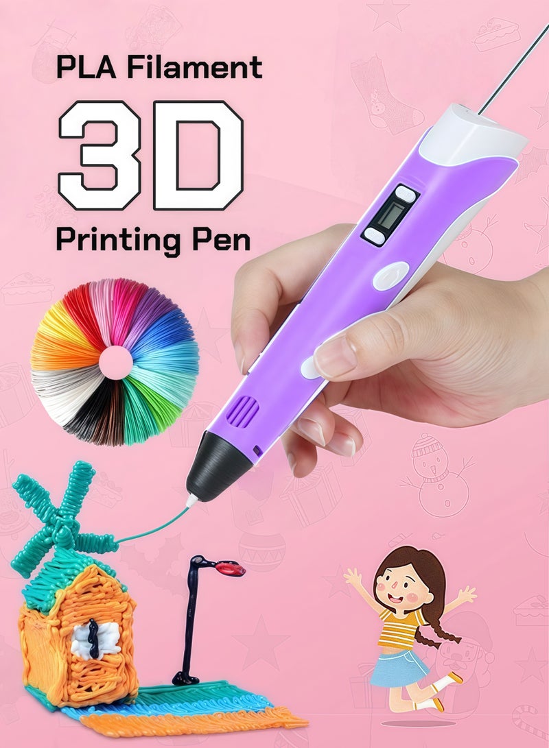 3D Printing Pen, 3D Printier Graffiti Pen with Display, Printing Paper Painting Graffiti Template, Adjustable Temperature and Speed, Compatible with PLA and Filament, for Graffiti, Drawing, Model Making - Image 1