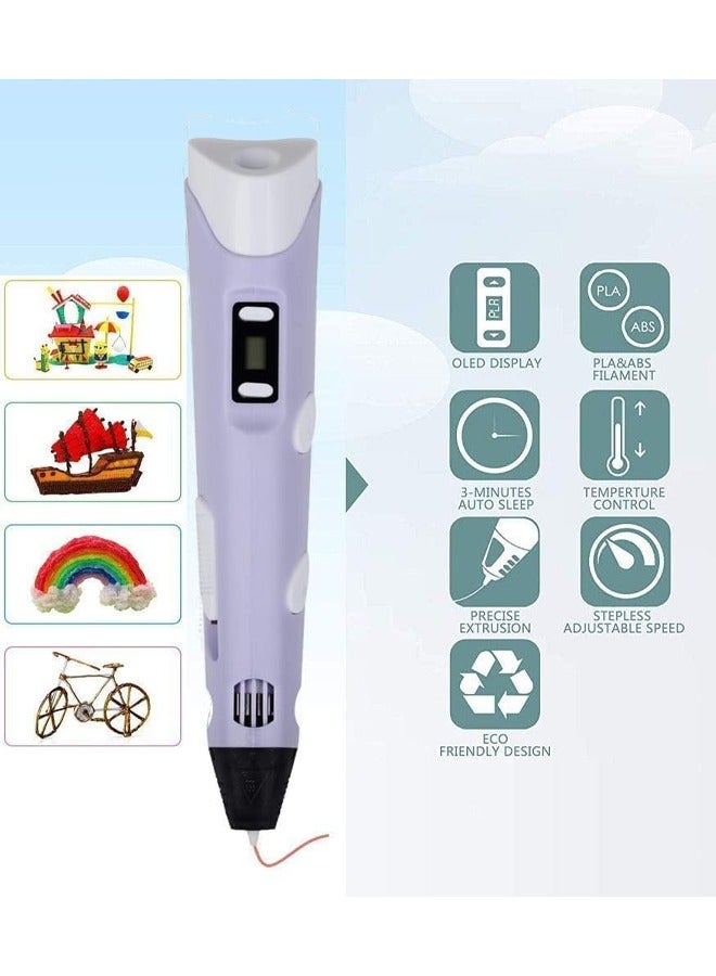 3D Printing Pen, 3D Printier Graffiti Pen with Display, Printing Paper Painting Graffiti Template, Adjustable Temperature and Speed, Compatible with PLA and Filament, for Graffiti, Drawing, Model Making - Image 3