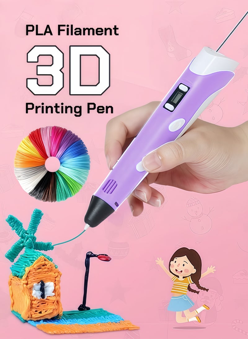 3D Printing Pen, 3D Printier Graffiti Pen with Display, Printing Paper Painting Graffiti Template, Adjustable Temperature and Speed, Compatible with PLA and Filament, for Graffiti, Drawing, Model Making - Image 1