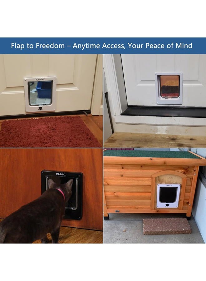 CEESC Cat Flap Waterproof Cat Flap with 4 Way Rotating Lock for Cats, Small Dogs, Easy to Install and Use, Improved Version - Image 2