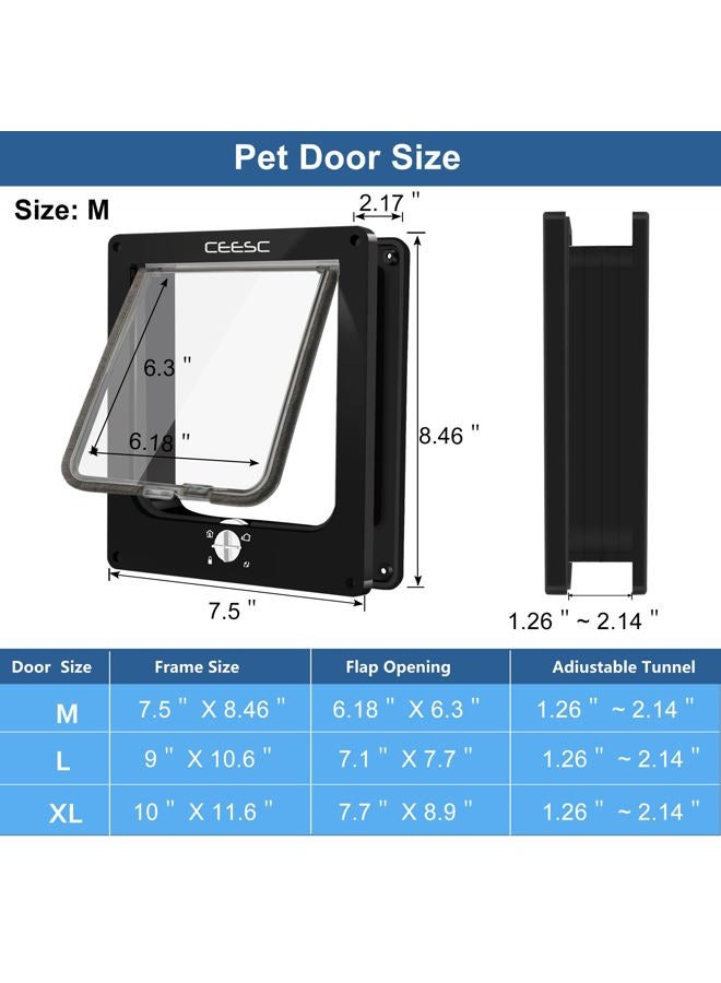 CEESC Cat Flap Waterproof Cat Flap with 4 Way Rotating Lock for Cats, Small Dogs, Easy to Install and Use, Improved Version - Image 3