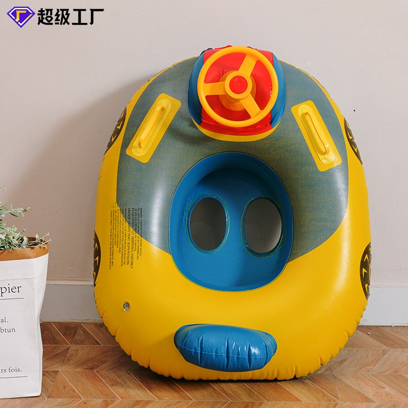Large Thickened Car Horn Boat Steering Wheel Cross-border Swimming Ring Baby Children's Swimming Seat - Image 2