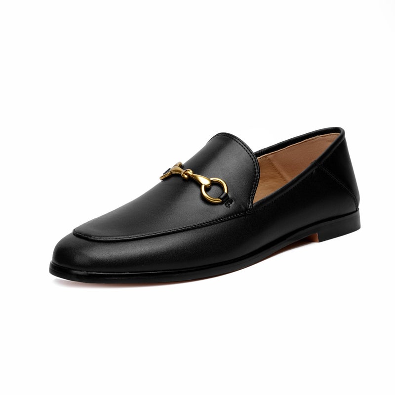 Vertundy Womens Loafers Flats Leather Pointed Toe Work Slip On Mules Black - Image 1