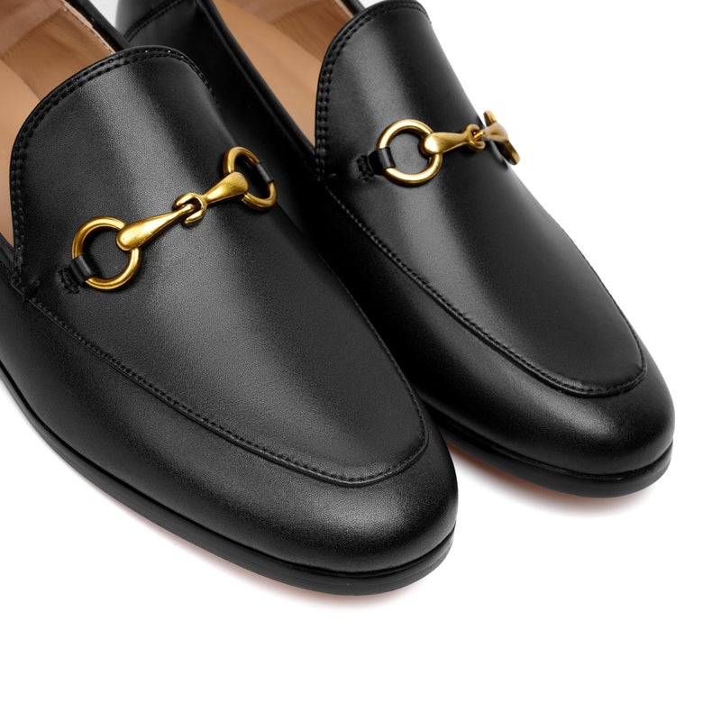 Vertundy Womens Loafers Flats Leather Pointed Toe Work Slip On Mules Black - Image 5