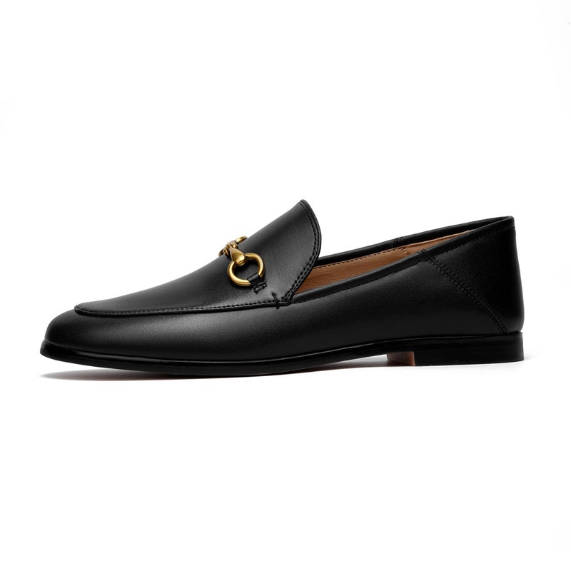 Vertundy Womens Loafers Flats Leather Pointed Toe Work Slip On Mules Black - Image 4