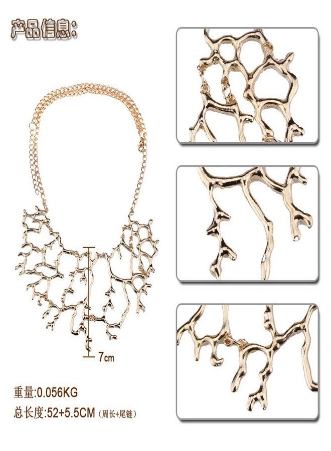 YAZILIND Coral Tree Branch Shape Pendant Necklace Sweater Chain Accessories Women Birthday Jewelry(Gold) - Image 3