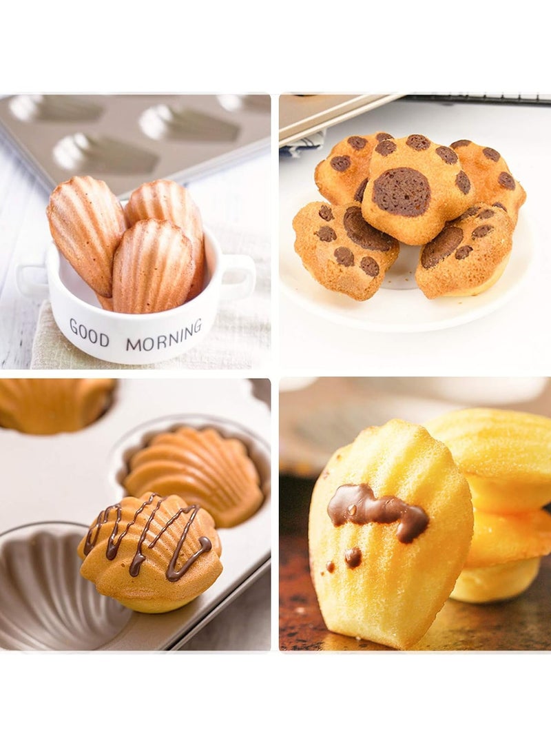 Hihonor 3 Pack Madeleine Pans, 10x7 Inch 6 Cavity Nonstick Cat Shaped Cake Cookies Pan Carbon Steel Madeleine Mold Shell Madeline Pan - Image 5