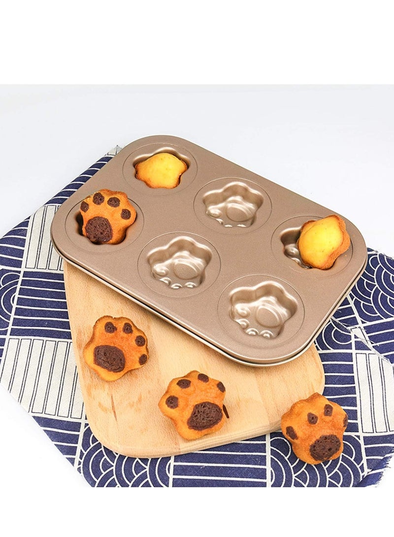 Hihonor 3 Pack Madeleine Pans, 10x7 Inch 6 Cavity Nonstick Cat Shaped Cake Cookies Pan Carbon Steel Madeleine Mold Shell Madeline Pan - Image 3