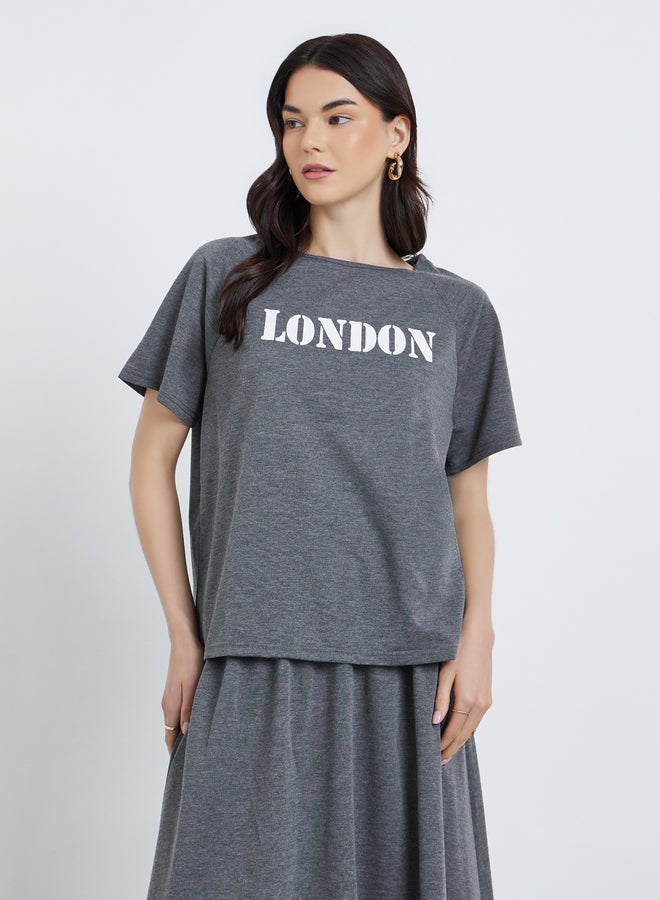 Take Two Styli Slogan Print Top and Pleated Maxi Skirt Co-Ords - Image 2