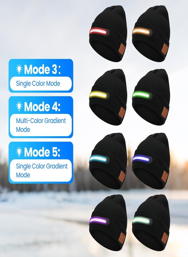 MISERWE Music Dance Light Beanie Hat, Unisex Rechargeable Headlamp Beanie with 20 LED Lights and Detachable Mic, Wireless Music Beanie Hat for Men Women Black - Image 3