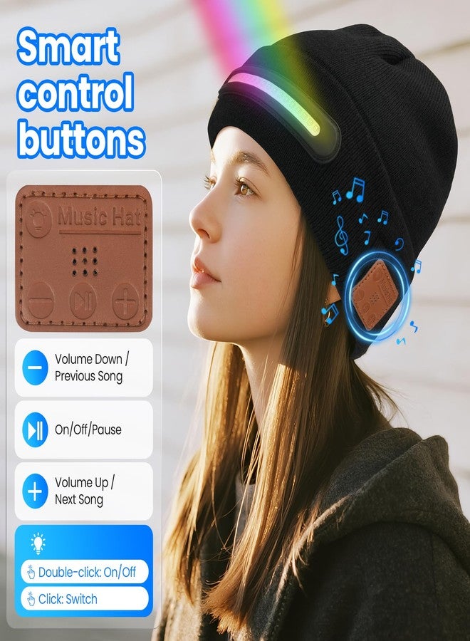 MISERWE Music Dance Light Beanie Hat, Unisex Rechargeable Headlamp Beanie with 20 LED Lights and Detachable Mic, Wireless Music Beanie Hat for Men Women Black - Image 4