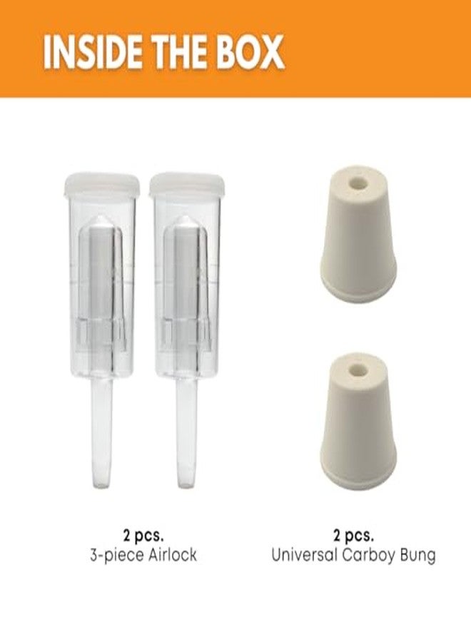 FastRack 3-Piece Airlock Set for Fermentation (Set of 2) | Includes Transparent Airlocks and Drilled Rubber Stoppers - Hydrolocks for Fermenting Beer, Wine, Mead, and More | Fits Carboys & Fermenters - Image 3