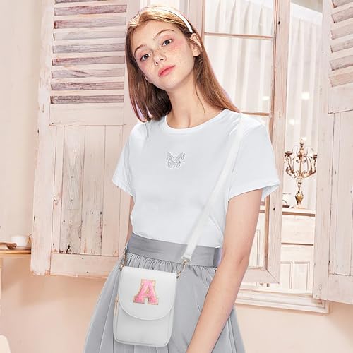 Viverte Crossbody Purse for Teen Girls Small Initial Cell Phone Toddler Purse Leather Triple Compartment Crossbody Bags Personalized Gifts for Teen Girls Preppy Cute Stuff (Beige A) - Image 2