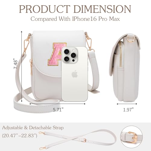 Viverte Crossbody Purse for Teen Girls Small Initial Cell Phone Toddler Purse Leather Triple Compartment Crossbody Bags Personalized Gifts for Teen Girls Preppy Cute Stuff (Beige A) - Image 4