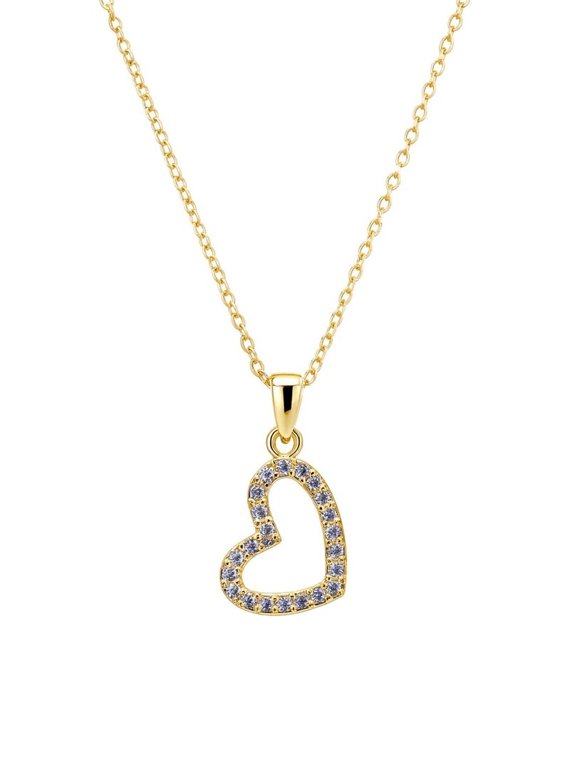 FLUFFY Women’s Necklace with Pave Crystal Open Heart, Elegant Style - Image 3