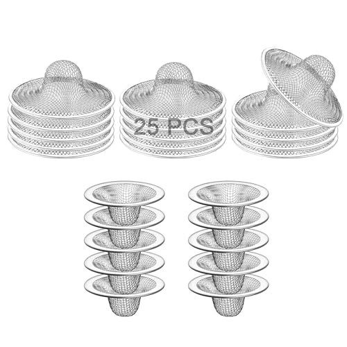 Beyoslf 25PCS Bathroom Mesh Sink Drain Strainer, 2.75" & 2.125'' Stainless Steel Slop Basket Filter Trap, Mesh Tub Strainer Bathtub Drain Filter Screen for Bathroom Bathtub Laundry Lavatory Balcony RV Utility - Image 1