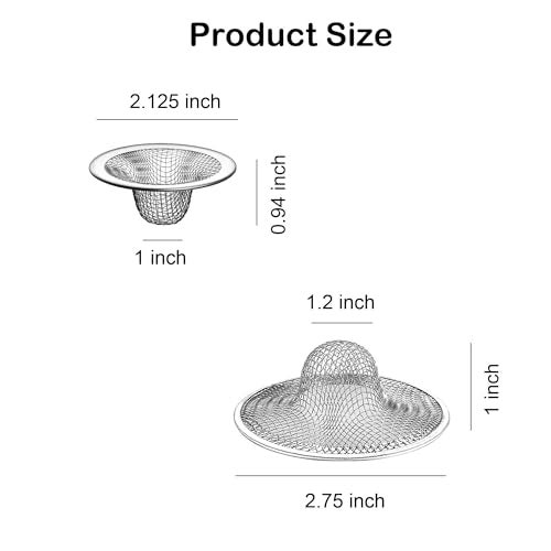 Beyoslf 25PCS Bathroom Mesh Sink Drain Strainer, 2.75" & 2.125'' Stainless Steel Slop Basket Filter Trap, Mesh Tub Strainer Bathtub Drain Filter Screen for Bathroom Bathtub Laundry Lavatory Balcony RV Utility - Image 2