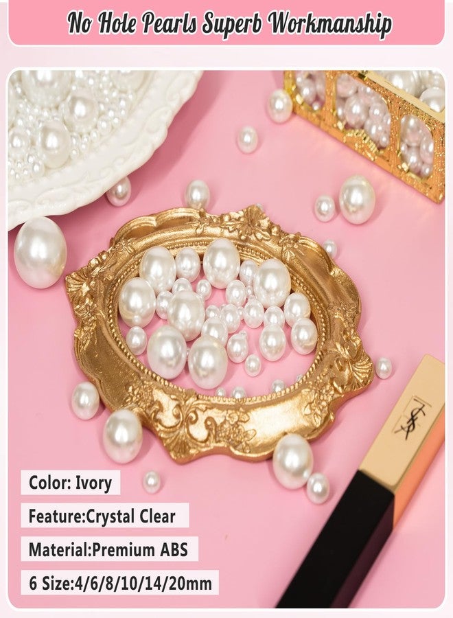 MACIOZE 2000PCS Pearls for Crafting, Ivory No Hole Pearl Beads, Floating Pearls for Centerpieces Vases, Assorted Sizes Bulk Fake Pearls, for Vase Filler,Decoration,DIY Crafts,Jewelry Making (4/6/8/10/14/20mm) - Image 3