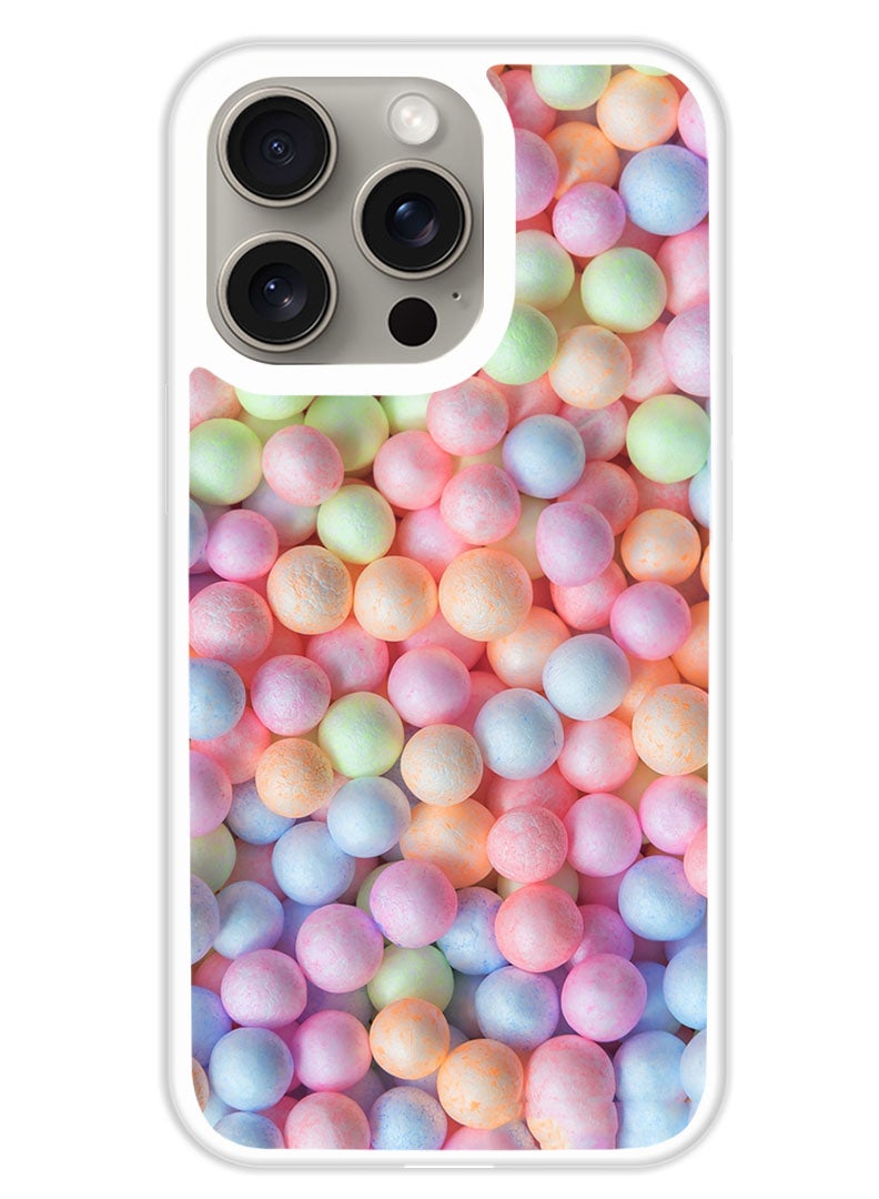 Theodor Protective Case Cover For APPLE IPHONE 15 Pro Colourfull Balls (White Bumper) - Image 1