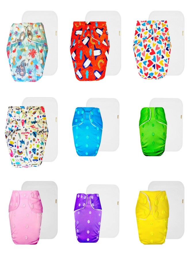 Dumbledo Premium Cloth Diaper with Cotton Insert (Pack of 9) | Snug Fit | Leakproof | Easy to Clean | Designed by Moms | 3 Months - 3 Years | Unisex Baby - Image 1