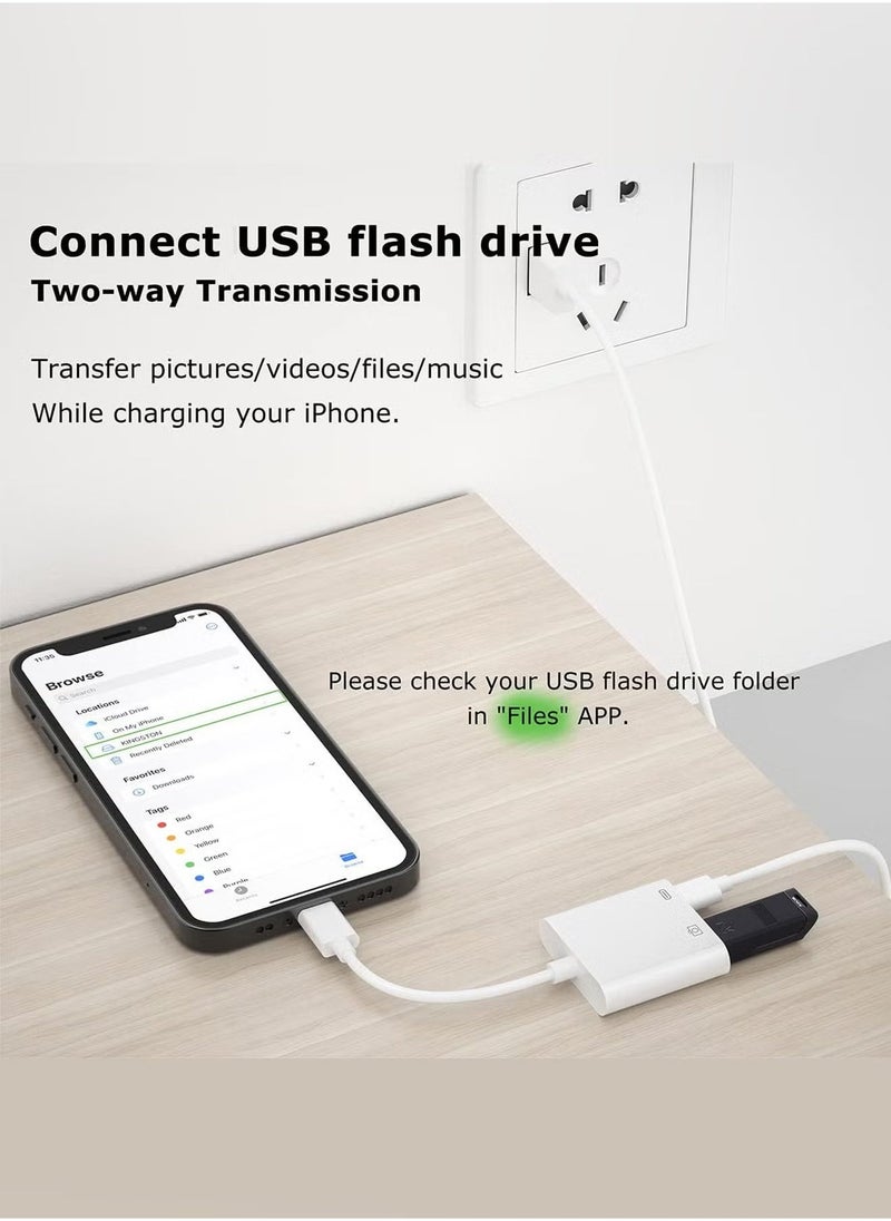 ELTRAZONE USB-C Camera Adapter for Apple iPhone 16 Pro – Plug and Play 3.0 OTG Adapter with Charging Port, Supports Card Reader, USB Flash Drive, Keyboard, and Mouse – White  - Image 5