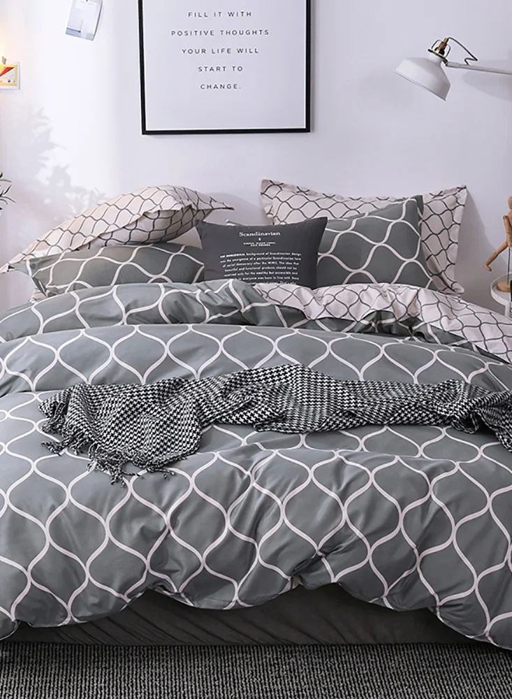 Sharpdo 6-Piece Bedding Set Sheet Set Comforter Set Luxurious Cotton & Soft Microfiber With 1 Duvet/Quilt Cover And 1 Flat sheet And 4 Pillowcases King 2.2m bed (220*240cm)