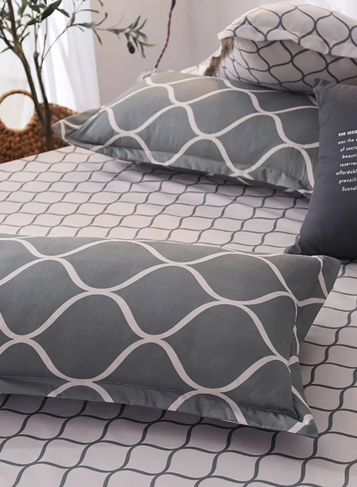 Sharpdo 6-Piece Bedding Set Sheet Set Comforter Set Luxurious Cotton & Soft Microfiber With 1 Duvet/Quilt Cover And 1 Flat sheet And 4 Pillowcases King 2.2m bed (220*240cm)